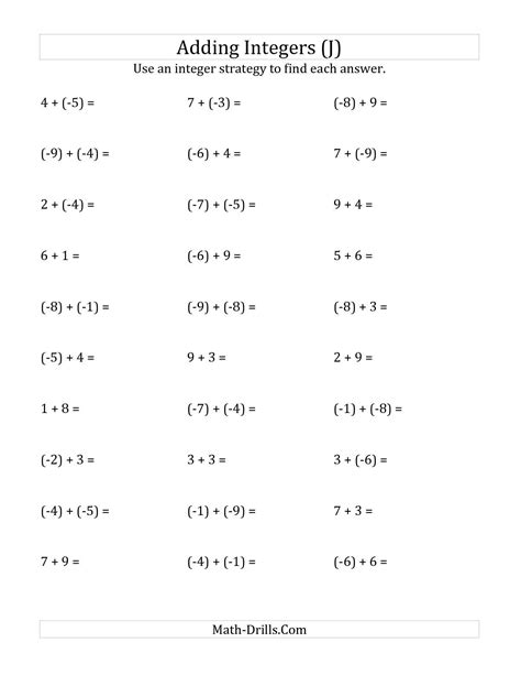 Free printable addition worksheets for whole numbers & integers.